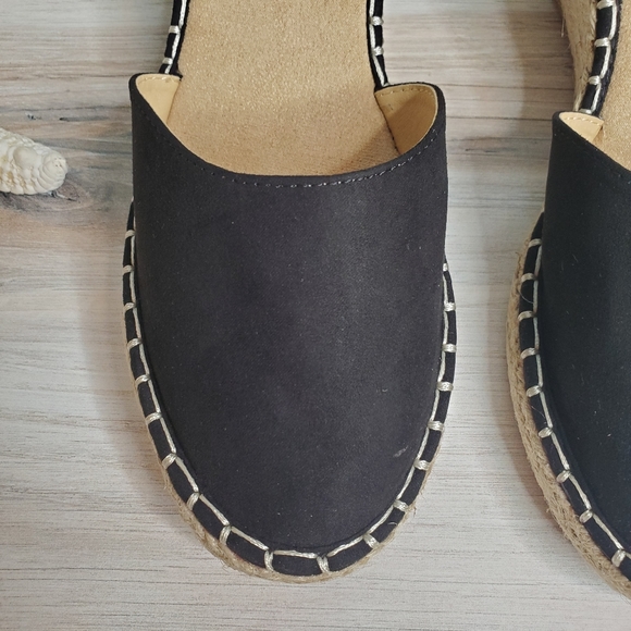 NEW Black Espradrille Wedge Sandals - Picture 5 of 6
